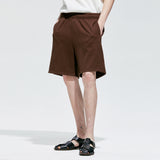 2way waffle half banding pants brown