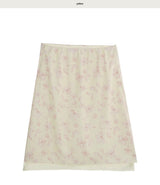from cream floral chiffon midi sk