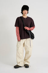 ツートンボーダーレイヤード長袖Tシャツ