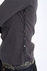 Side button slit long sleeve