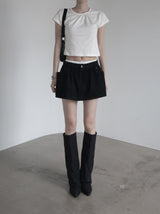 Center Shirred Round Crop Top