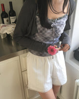 Beautin Strap Check Tank & Cardigan Set