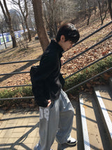 08 ベーシックピンタックワイドスウェットパンツ 4C