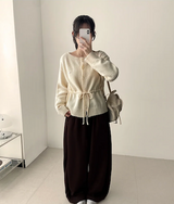 Angel Wing Star Pocket Embroidery Wide Banding Pants