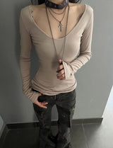 Cross back shoulderless sleeve
