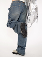 bel cargo denim pants(2color)