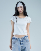 レタスヘム 半袖Tシャツ_ホワイト