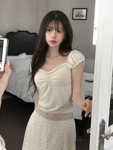 [MADE] Chewing Lace Shirring Tee