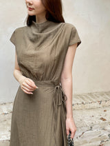 26SS★ Forven Hanek Wrinkle Banding Wrap Long One Piece