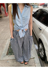 チェックポケットバンディングカジュアルパンツ