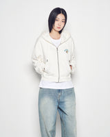 25FW WOMAN ミニACベアクロップフーディージップアップ クリーム