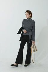 FLARE SPAN FLEECE-LINED PANTS_BLACK