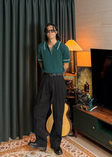 One-Tuck Semi-Banded Cotton Pants 3COLOR
