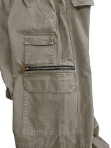 GARMENT-DYED DISTRESSED BELT LOOP POCKET CROSS PLEAT COLOR-TOOTH ZIPPER DRAWSTRING CARGO PANTS