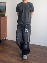 Crop Panel ピグメントハーフTシャツ (4color) (No.974)