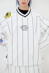 STRIPE SPORTY PULLOVER JACKET WHITE