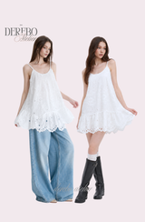 Punching Daisy White Sleeveless Dress 