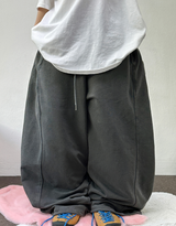 オーバーピッグベーシックバルーンサイドスリットロングパンツ - 4 COLORS