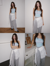 coordi lace unbalanced layered skirt