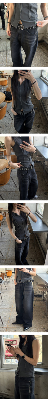 [S/S] Pigment cutting sleeveless top(3color)