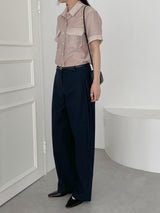 Pocket Organza See-through Short Sleeve Shirt
