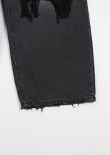LACE DAMAGE BLACK DENIM