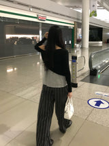 Sunday Home Stripe Lounge Button Wide Pants