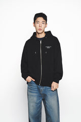 25SS スクエアバスケットボールフーディージップアップ (ブラック)