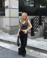 Back stud boots cut pants