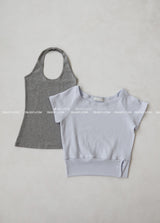 Layered Waffle Sleeveless & Short Sleeve T-Shirt Set