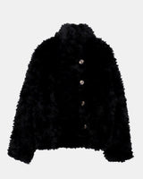 Rureu High-Neck Vintage Fur Jacket