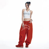 Lettering Balloon Sweatpants - RED