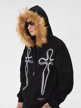 RTVG(RETROVEGAS) Holy sword plus velvet fur collar zipper hoodie