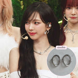 [Aespa Winter, Karina Piercing] Knotted Oval Ring Piercing - Silver Color