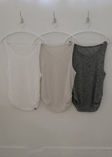 Linen Shirring Sleeveless Top_Ivory