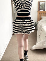 1475. Love stripe cancan mini sk (2color)