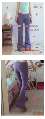 stripe boot cut pants navy