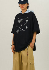 [SEMADE] コンフォート スター プリント ハーフ Tシャツ