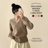 Pure Layered Twisted V-Neck Knitwear