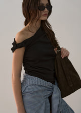 ONE SHOULDER CROP TOP_BLACK