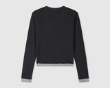 シア カラー マッチング レイヤード スリム ロングスリーブ Tシャツ