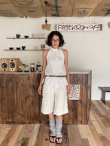 UnsocialNight beige lace three-piece pants