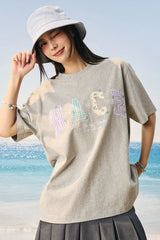 フローラルリラックスエンブロイダードTシャツ