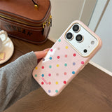 ドーパミン カラー ポルカドット ソフト アイフォン ケース (iPhone 13–17 Series)