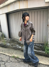 26FW★ [BAONHAUS] Kurenin Roll-up Check Shirt