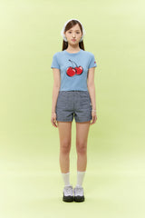 SIGNATURE BIG CHERRY CROP T-SHIRT - SKY 