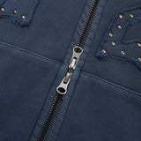 ヴィンテージウォッシングスタッドポイントクロップフーディジップアップ [NAVY]