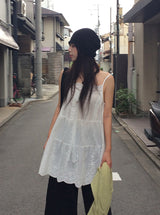 Sento Pintuck Lace Bustier Sleeveless One Piece