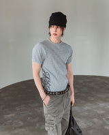 Beryl Lettering Ribbed Short Sleeve T-shirt