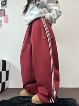 フリース❤トラックライン3ラインロングパンツ ❤🖤🤍💙🩶5COLOR